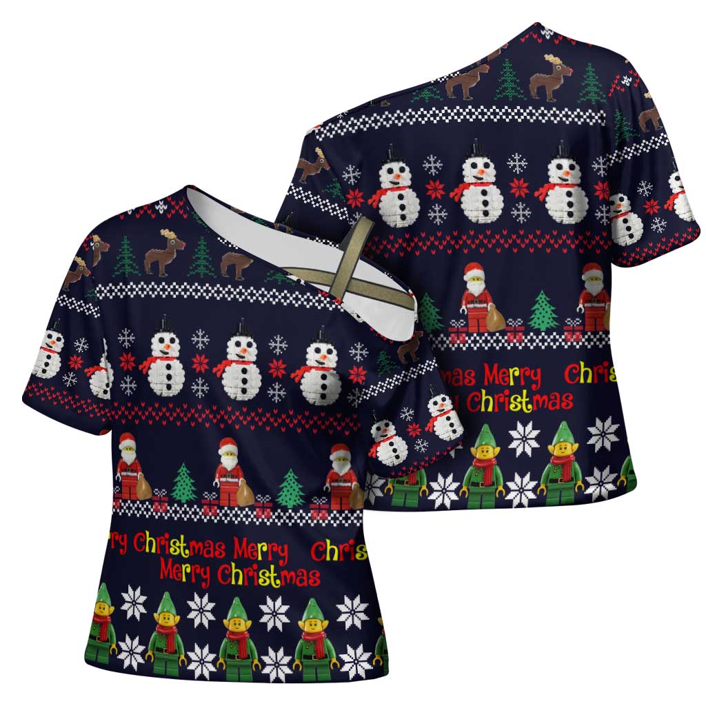 Lego Awesome Christmas Cross Shoulder Shirt Funny Xmas Holiday Patterns - Wonder Print Shop