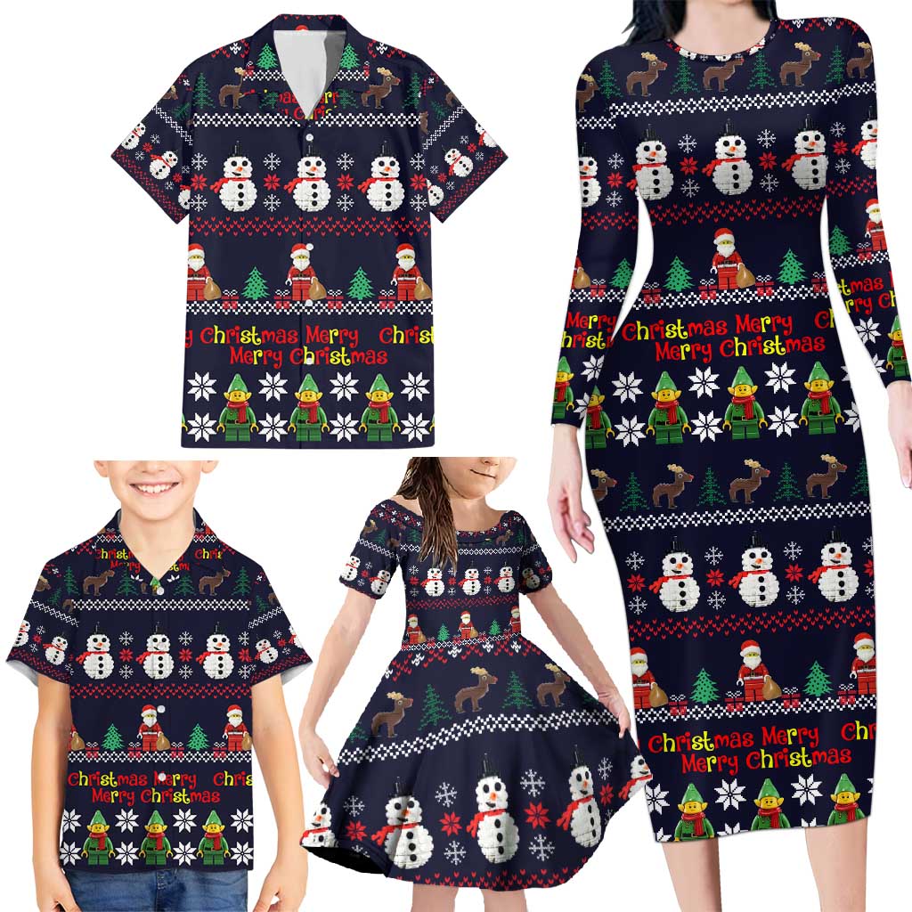 Lego Awesome Christmas Family Matching Long Sleeve Bodycon Dress and Hawaiian Shirt Funny Xmas Holiday Patterns - Wonder Print Shop