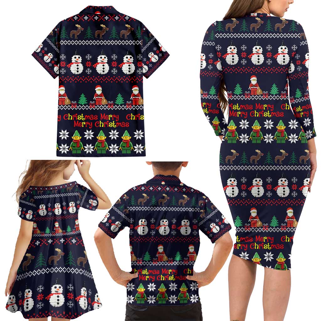 Lego Awesome Christmas Family Matching Long Sleeve Bodycon Dress and Hawaiian Shirt Funny Xmas Holiday Patterns - Wonder Print Shop