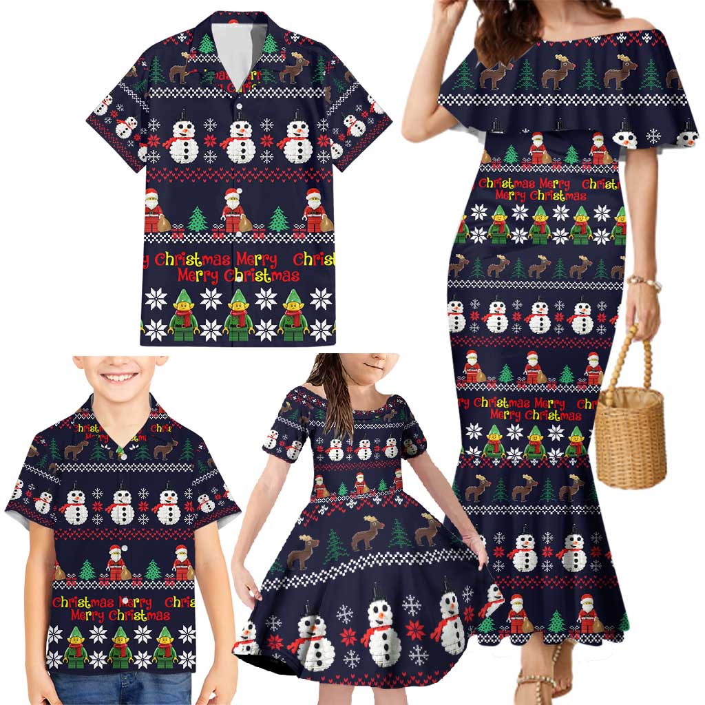 Lego Awesome Christmas Family Matching Mermaid Dress and Hawaiian Shirt Funny Xmas Holiday Patterns - Wonder Print Shop