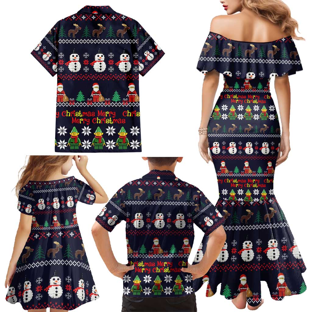 Lego Awesome Christmas Family Matching Mermaid Dress and Hawaiian Shirt Funny Xmas Holiday Patterns - Wonder Print Shop