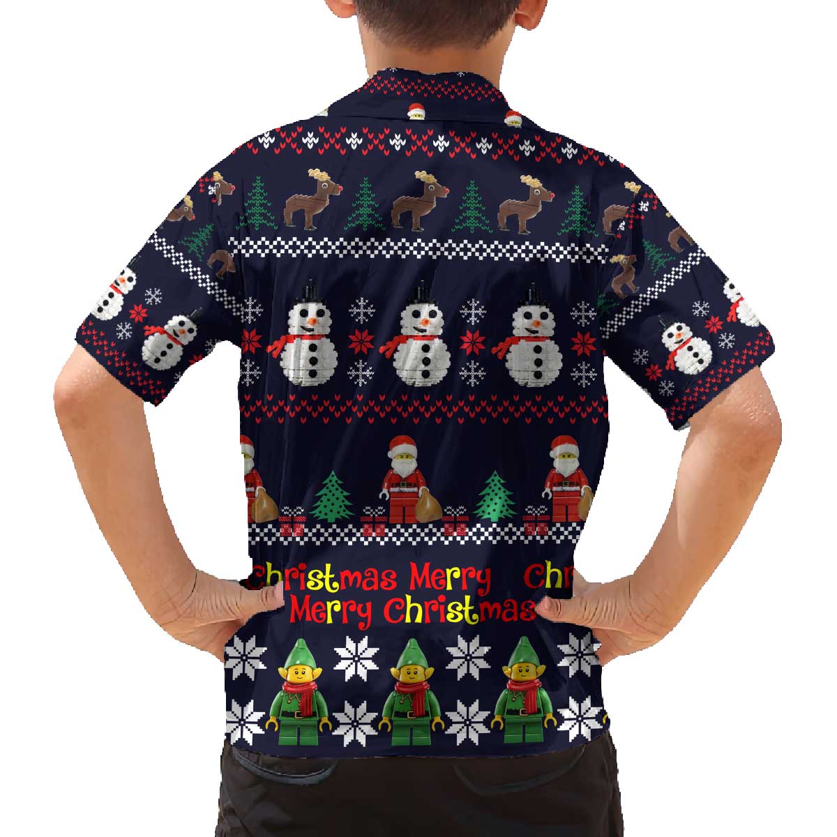 Lego Awesome Christmas Family Matching Off The Shoulder Long Sleeve Dress and Hawaiian Shirt Funny Xmas Holiday Patterns - Wonder Print Shop