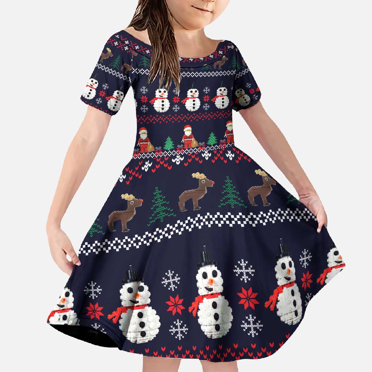 Lego Awesome Christmas Family Matching Off The Shoulder Long Sleeve Dress and Hawaiian Shirt Funny Xmas Holiday Patterns - Wonder Print Shop
