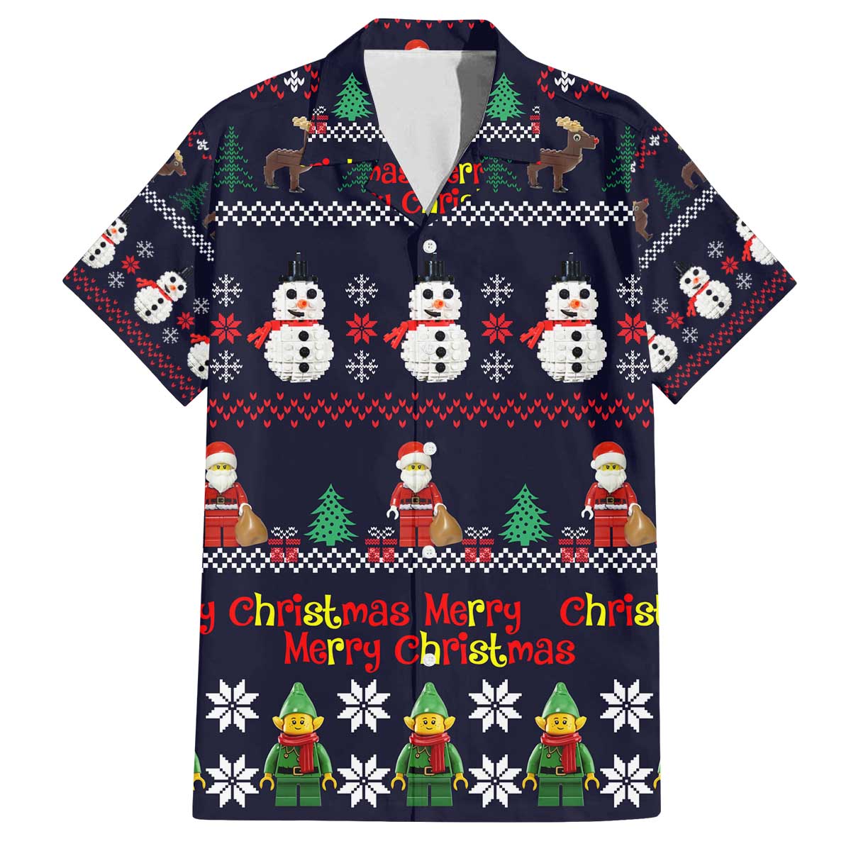 Lego Awesome Christmas Family Matching Off The Shoulder Long Sleeve Dress and Hawaiian Shirt Funny Xmas Holiday Patterns - Wonder Print Shop