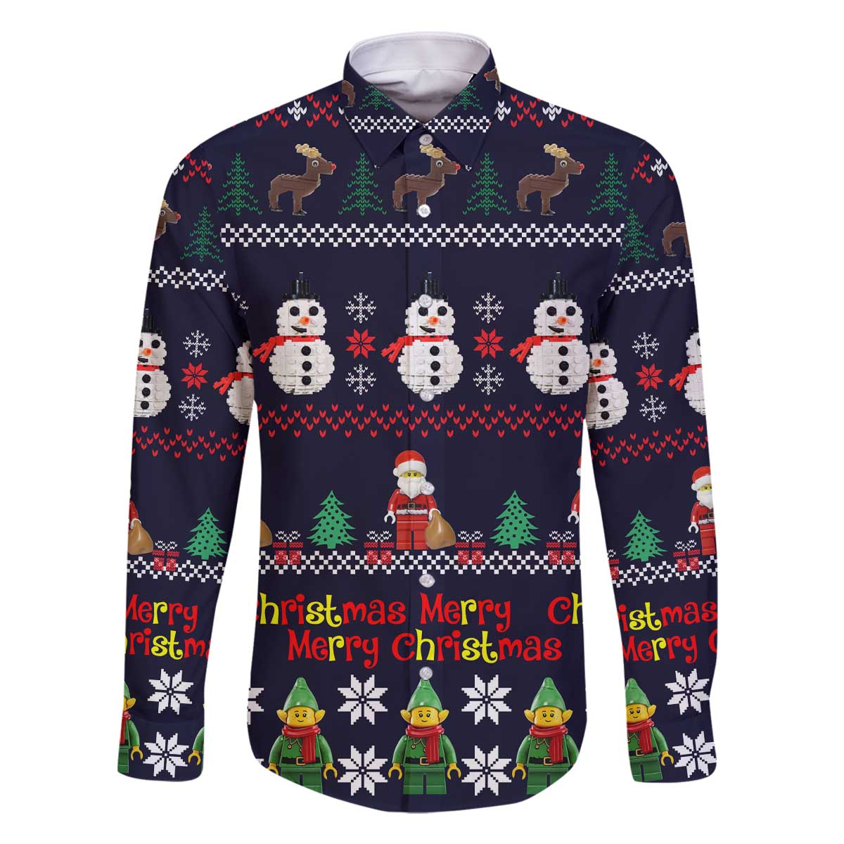 Lego Awesome Christmas Family Matching Off The Shoulder Long Sleeve Dress and Hawaiian Shirt Funny Xmas Holiday Patterns - Wonder Print Shop