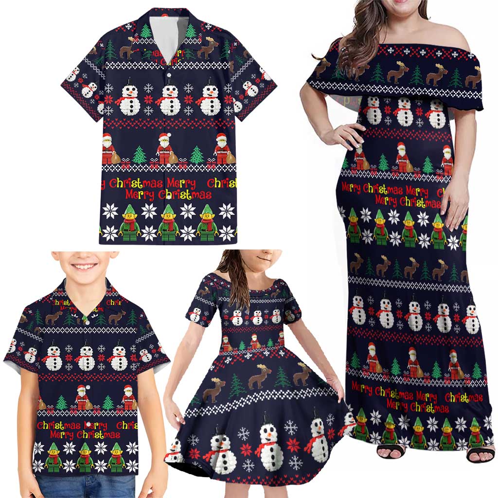 Lego Awesome Christmas Family Matching Off Shoulder Maxi Dress and Hawaiian Shirt Funny Xmas Holiday Patterns - Wonder Print Shop