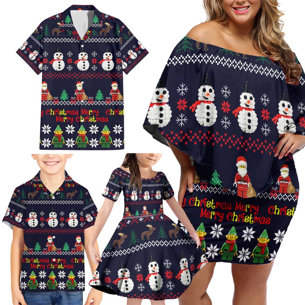 Lego Awesome Christmas Family Matching Off Shoulder Short Dress and Hawaiian Shirt Funny Xmas Holiday Patterns - Wonder Print Shop