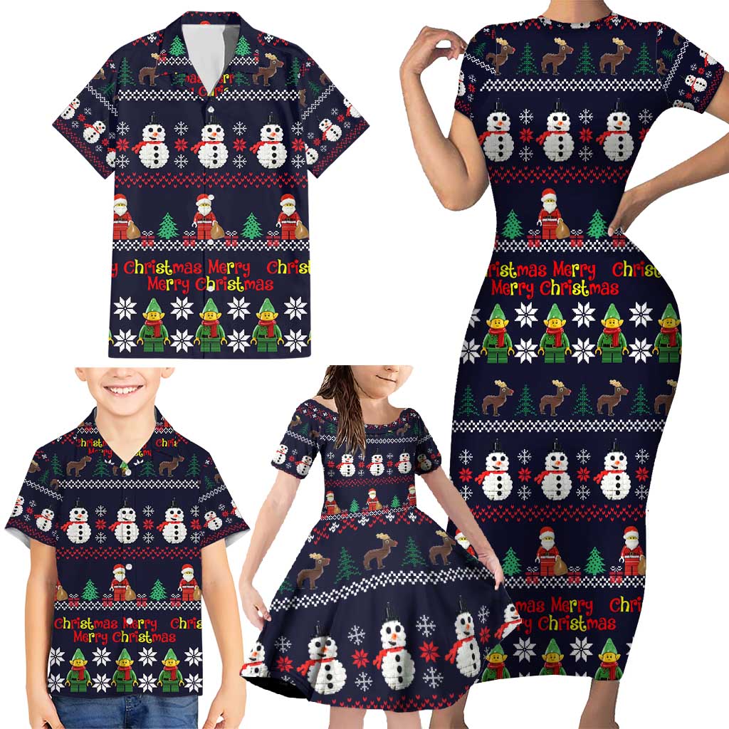 Lego Awesome Christmas Family Matching Short Sleeve Bodycon Dress and Hawaiian Shirt Funny Xmas Holiday Patterns - Wonder Print Shop
