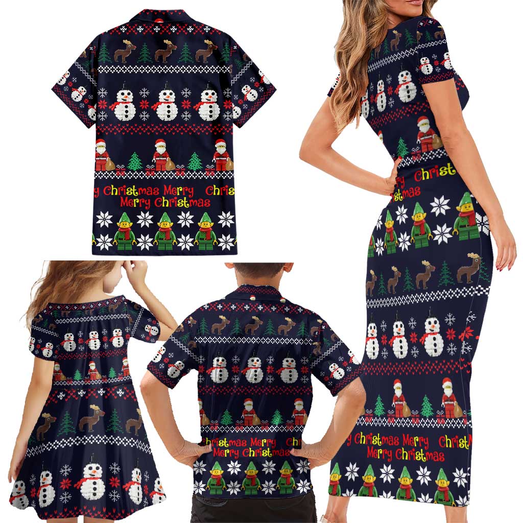 Lego Awesome Christmas Family Matching Short Sleeve Bodycon Dress and Hawaiian Shirt Funny Xmas Holiday Patterns - Wonder Print Shop