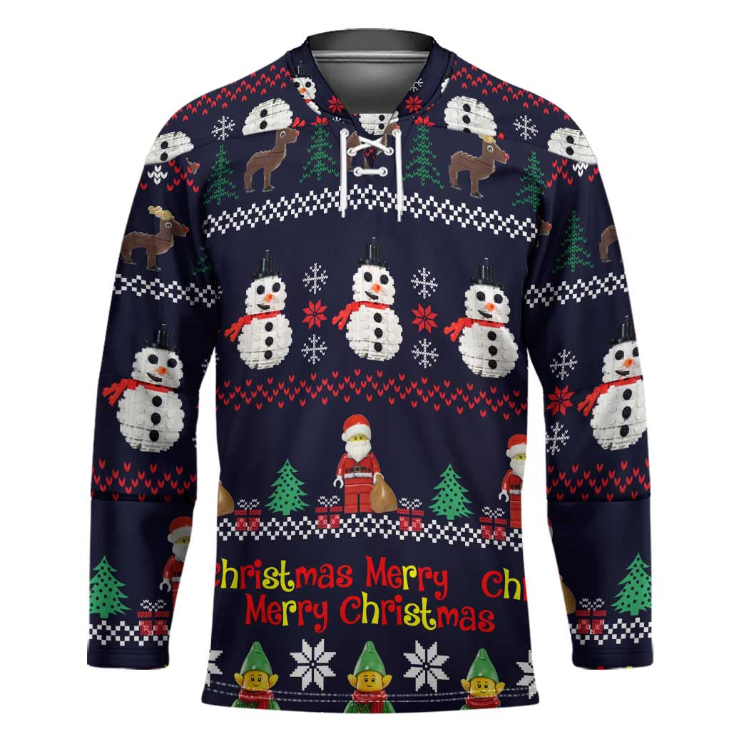 Lego Awesome Christmas Hockey Jersey Funny Xmas Holiday Patterns - Wonder Print Shop