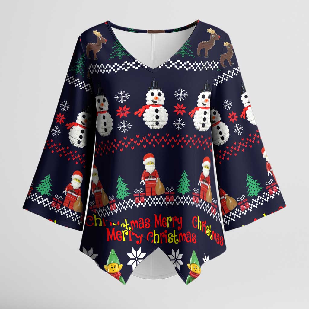 Lego Awesome Christmas Kimono Sleeve Blouse Funny Xmas Holiday Patterns - Wonder Print Shop