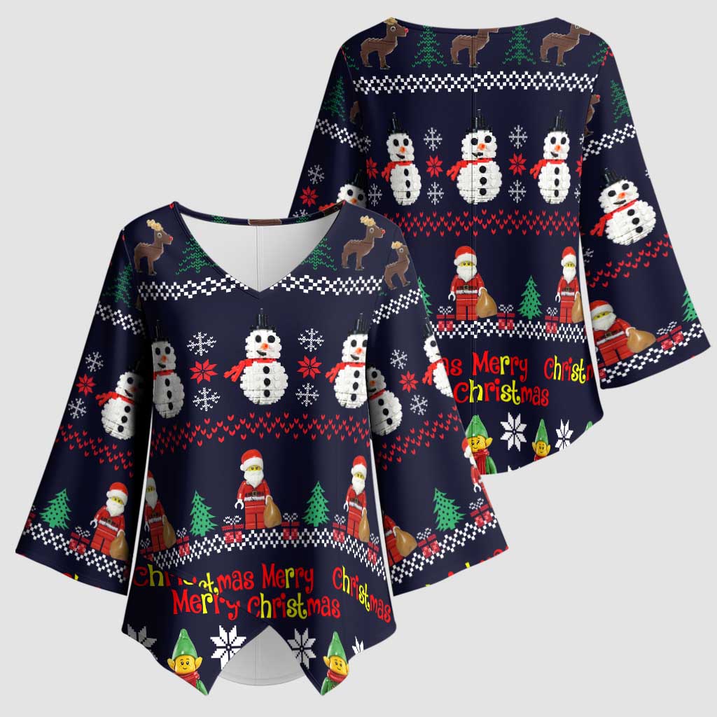 Lego Awesome Christmas Kimono Sleeve Blouse Funny Xmas Holiday Patterns - Wonder Print Shop