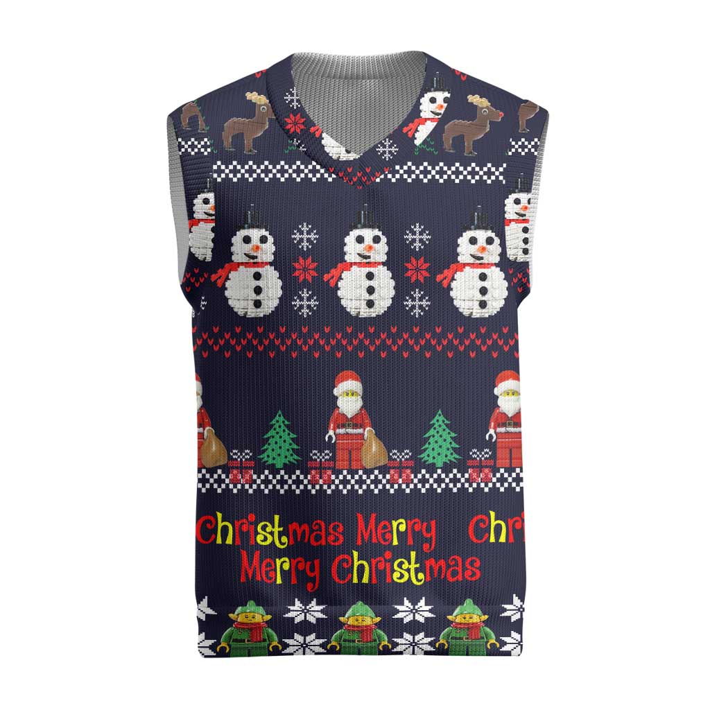 Lego Awesome Christmas Knitted V-Neck Vest Funny Xmas Holiday Patterns - Wonder Print Shop