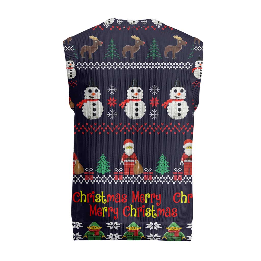Lego Awesome Christmas Knitted V-Neck Vest Funny Xmas Holiday Patterns - Wonder Print Shop