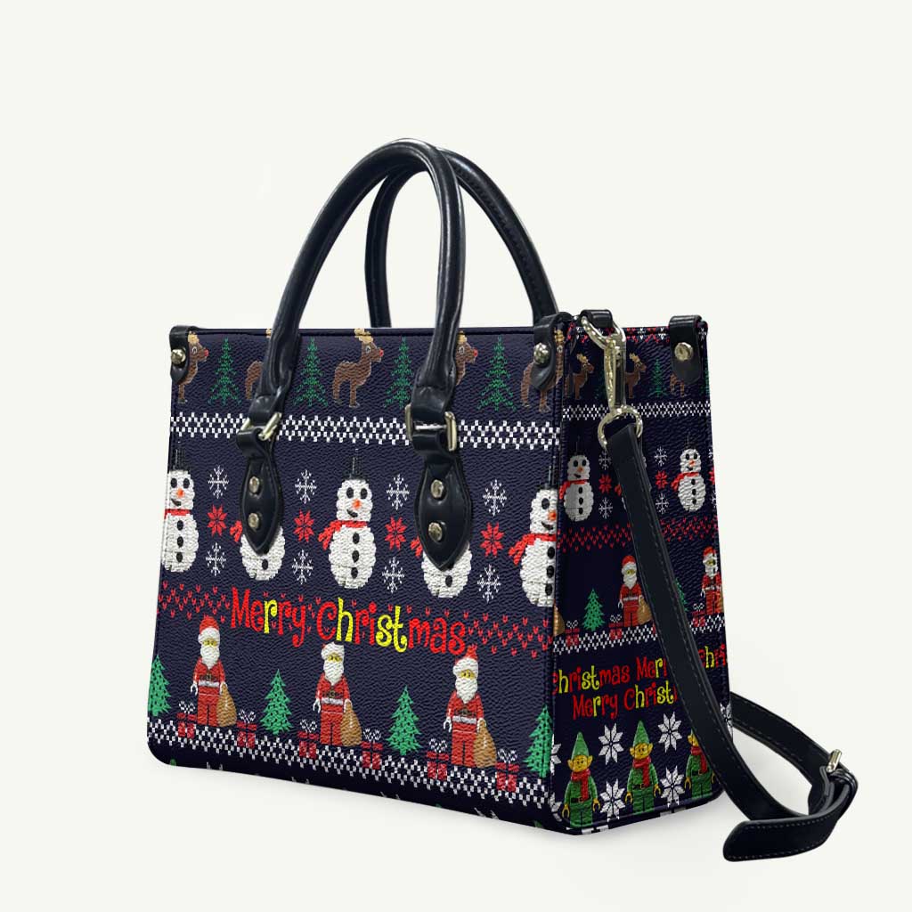 Lego Awesome Christmas Leather Bag Funny Xmas Holiday Patterns - Wonder Print Shop