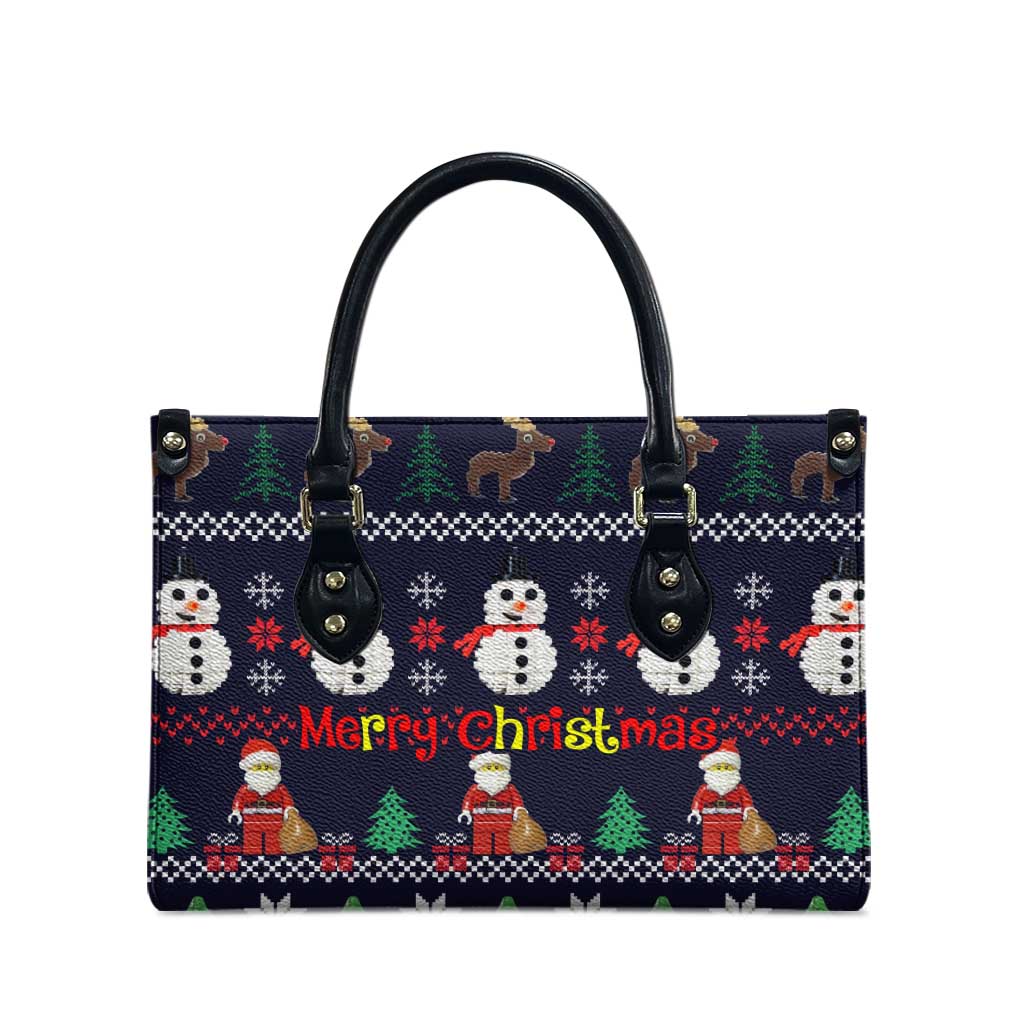 Lego Awesome Christmas Leather Bag Funny Xmas Holiday Patterns - Wonder Print Shop
