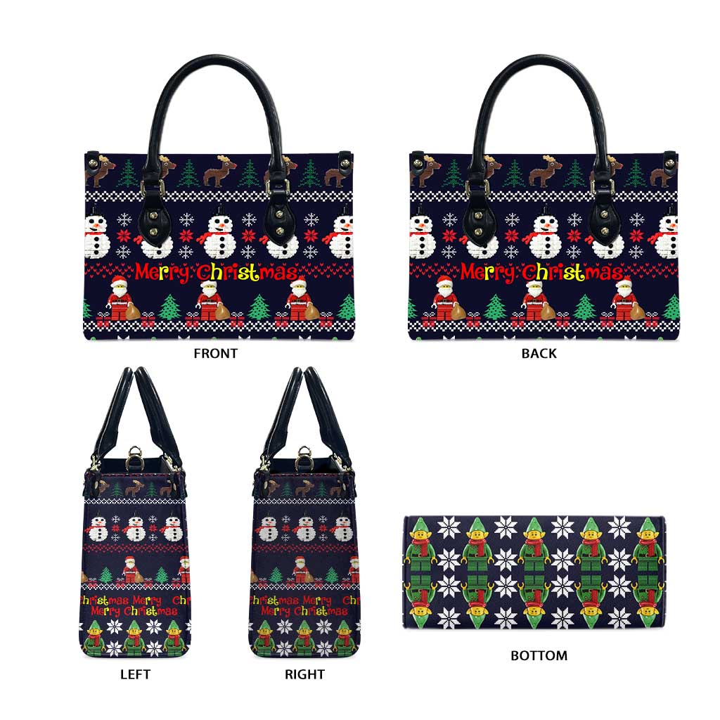 Lego Awesome Christmas Leather Bag Funny Xmas Holiday Patterns - Wonder Print Shop