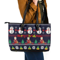 Lego Awesome Christmas Leather Tote Bag Funny Xmas Holiday Patterns - Wonder Print Shop