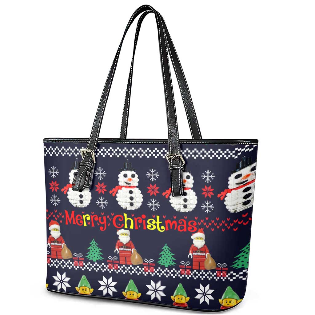 Lego Awesome Christmas Leather Tote Bag Funny Xmas Holiday Patterns - Wonder Print Shop