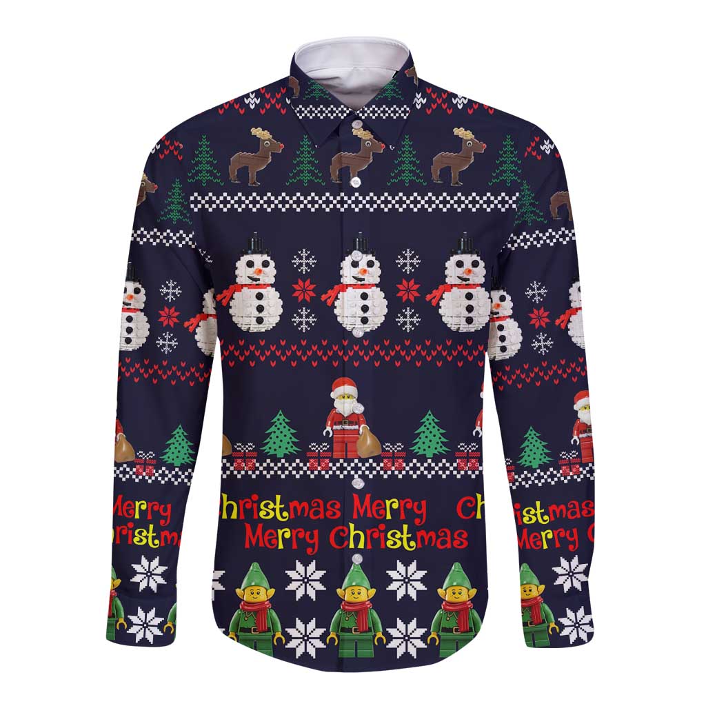 Lego Awesome Christmas Long Sleeve Button Shirt Funny Xmas Holiday Patterns - Wonder Print Shop