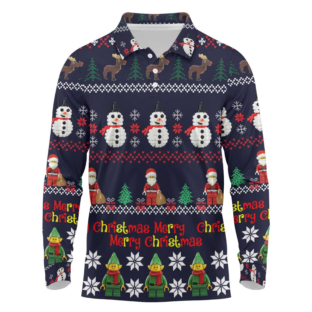 Lego Awesome Christmas Long Sleeve Polo Shirt Funny Xmas Holiday Patterns - Wonder Print Shop