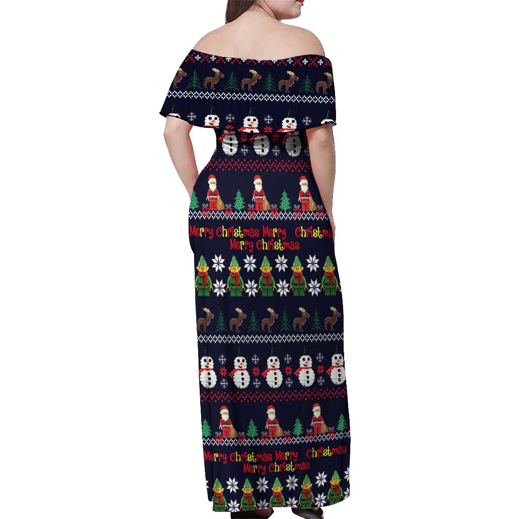 Lego Awesome Christmas Off Shoulder Maxi Dress Funny Xmas Holiday Patterns - Wonder Print Shop