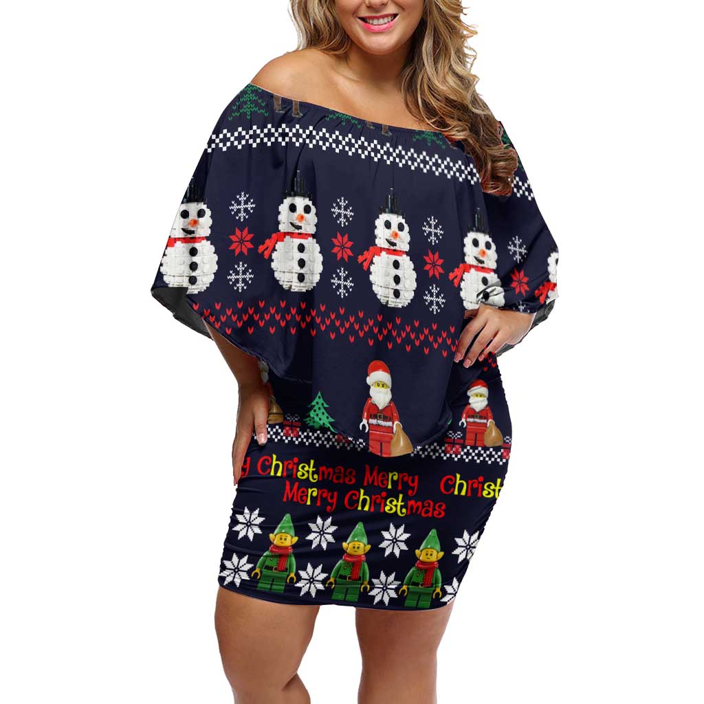 Lego Awesome Christmas Off Shoulder Short Dress Funny Xmas Holiday Patterns - Wonder Print Shop