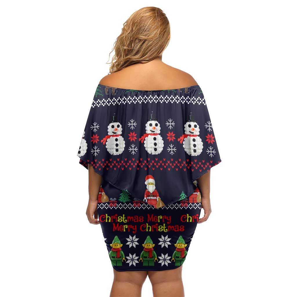 Lego Awesome Christmas Off Shoulder Short Dress Funny Xmas Holiday Patterns - Wonder Print Shop
