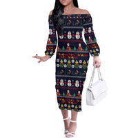 Lego Awesome Christmas Off The Shoulder Long Sleeve Dress Funny Xmas Holiday Patterns - Wonder Print Shop