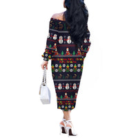 Lego Awesome Christmas Off The Shoulder Long Sleeve Dress Funny Xmas Holiday Patterns - Wonder Print Shop