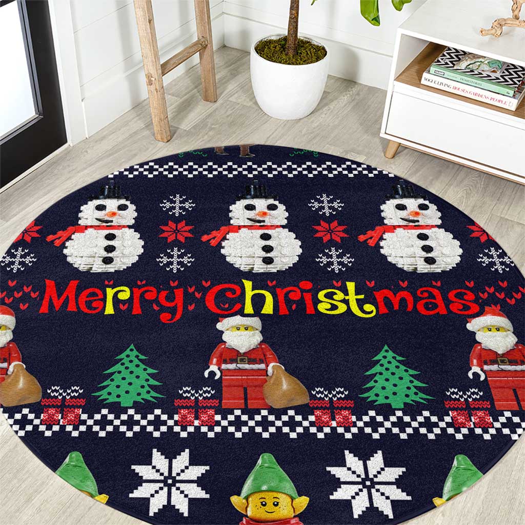 Lego Awesome Christmas Round Carpet Funny Xmas Holiday Patterns - Wonder Print Shop