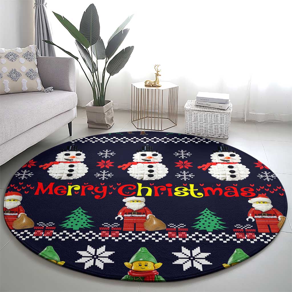 Lego Awesome Christmas Round Carpet Funny Xmas Holiday Patterns - Wonder Print Shop
