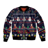 Lego Awesome Christmas Sleeve Zip Bomber Jacket Funny Xmas Holiday Patterns - Wonder Print Shop
