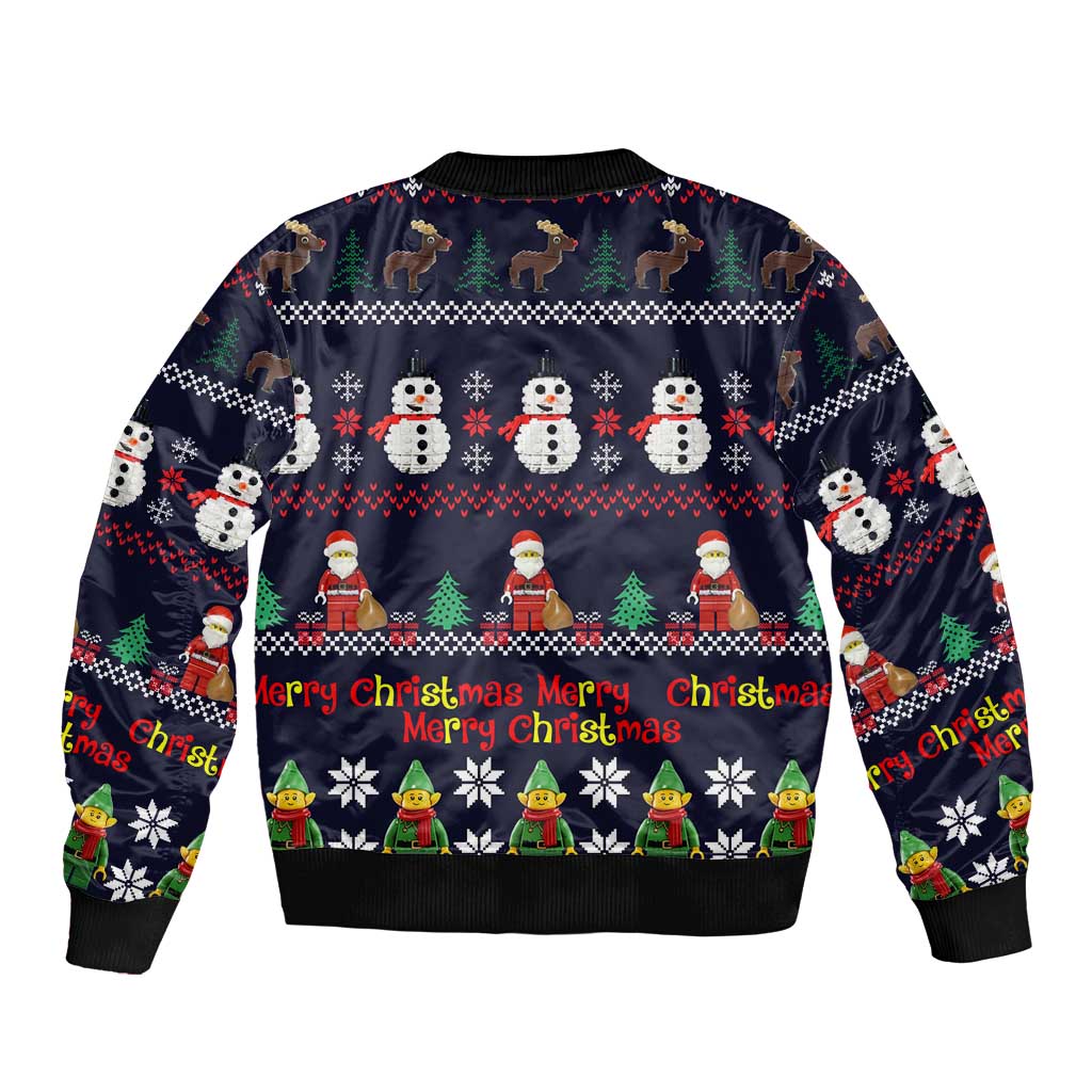 Lego Awesome Christmas Sleeve Zip Bomber Jacket Funny Xmas Holiday Patterns - Wonder Print Shop