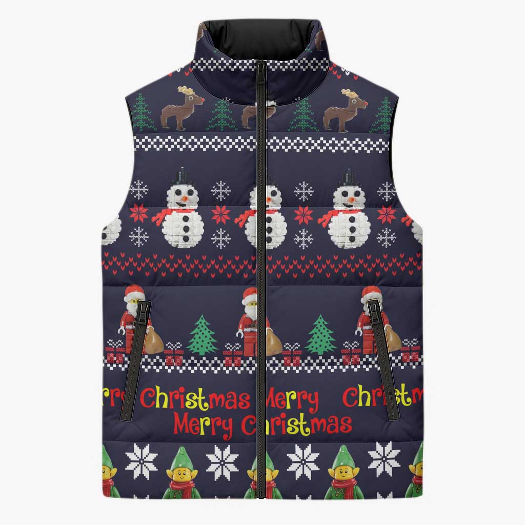 Lego Awesome Christmas Sleeveless Puffer Jacket Funny Xmas Holiday Patterns - Wonder Print Shop