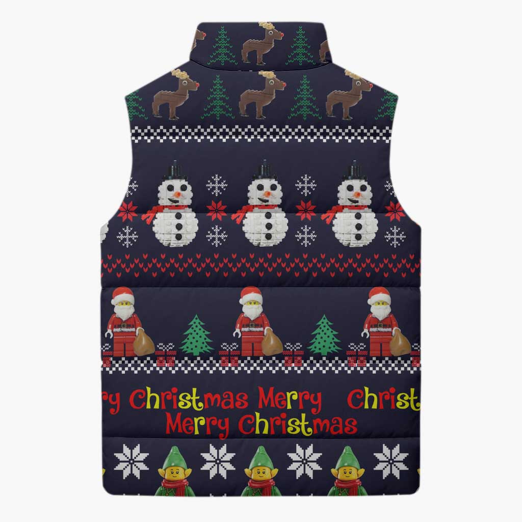 Lego Awesome Christmas Sleeveless Puffer Jacket Funny Xmas Holiday Patterns - Wonder Print Shop