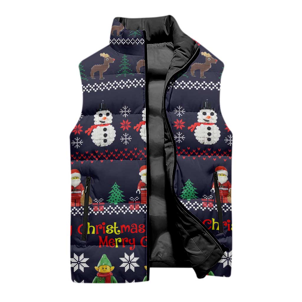 Lego Awesome Christmas Sleeveless Puffer Jacket Funny Xmas Holiday Patterns - Wonder Print Shop