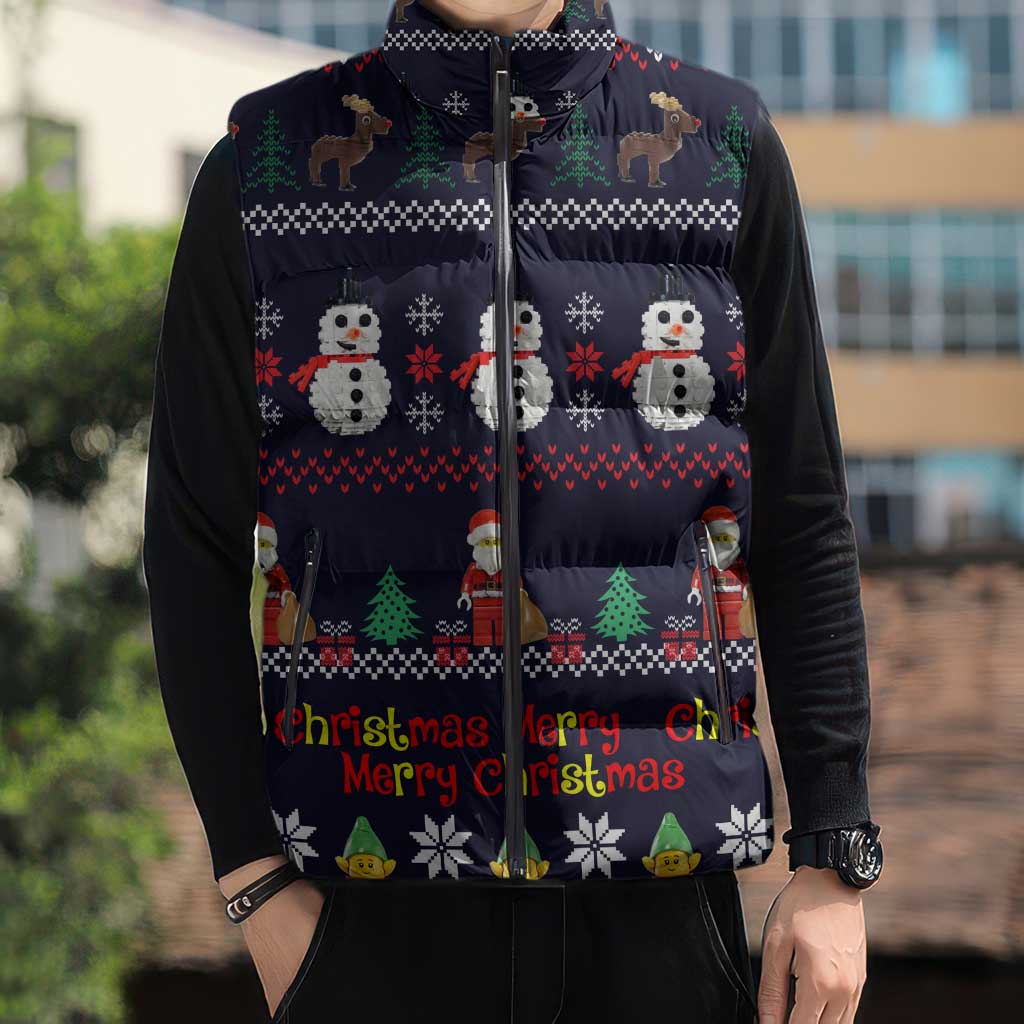 Lego Awesome Christmas Sleeveless Puffer Jacket Funny Xmas Holiday Patterns - Wonder Print Shop