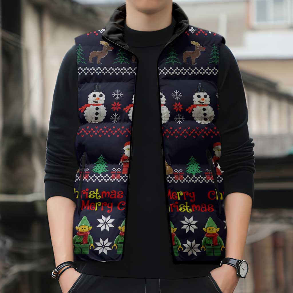 Lego Awesome Christmas Sleeveless Puffer Jacket Funny Xmas Holiday Patterns - Wonder Print Shop