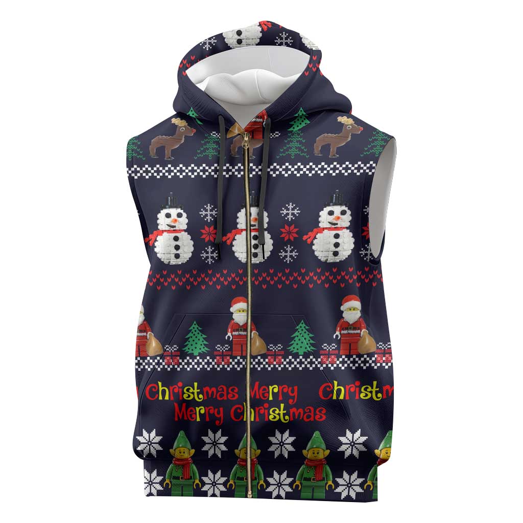 Lego Awesome Christmas Sleeveless Zip Hoodie Funny Xmas Holiday Patterns - Wonder Print Shop