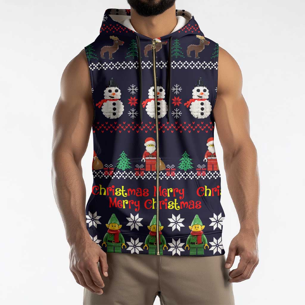 Lego Awesome Christmas Sleeveless Zip Hoodie Funny Xmas Holiday Patterns - Wonder Print Shop