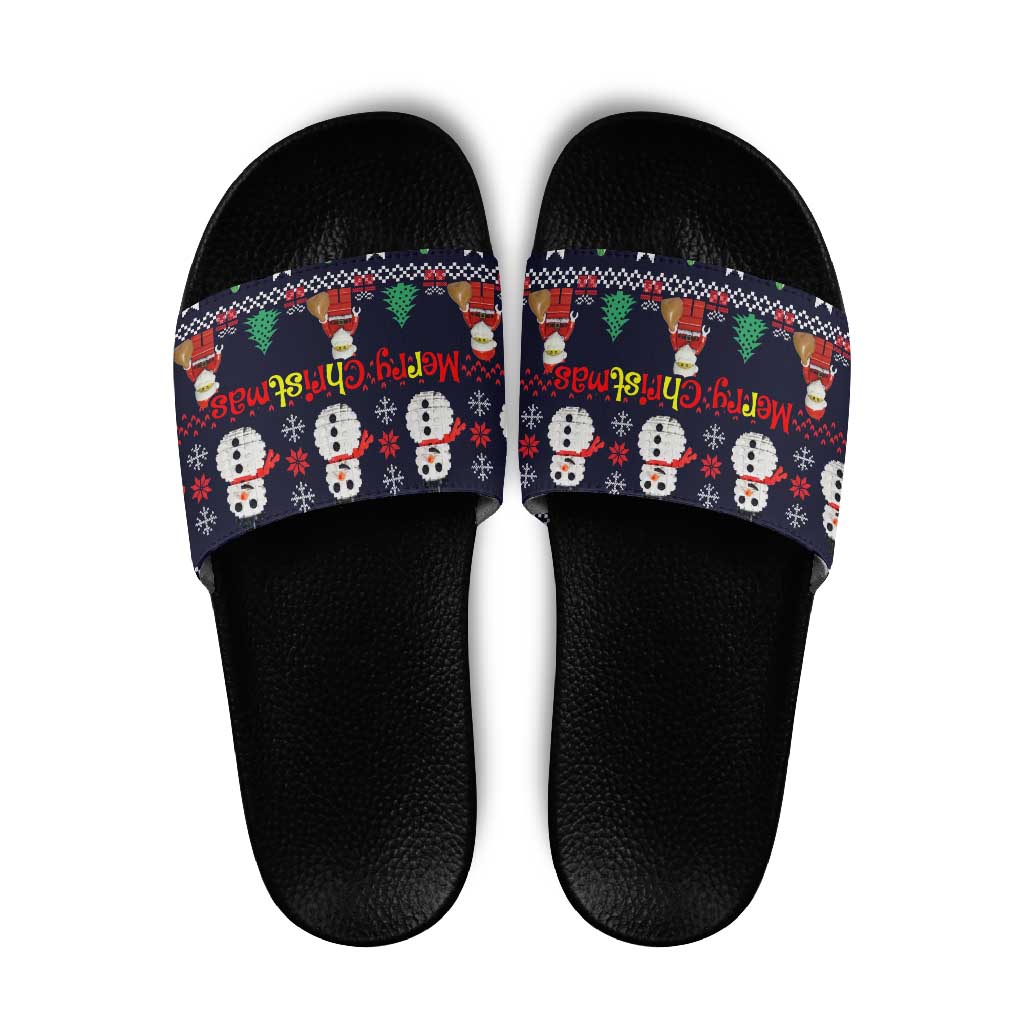 Lego Awesome Christmas Slide Sandals Funny Xmas Holiday Patterns - Wonder Print Shop