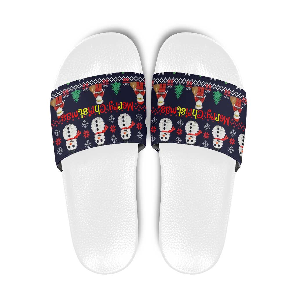 Lego Awesome Christmas Slide Sandals Funny Xmas Holiday Patterns - Wonder Print Shop