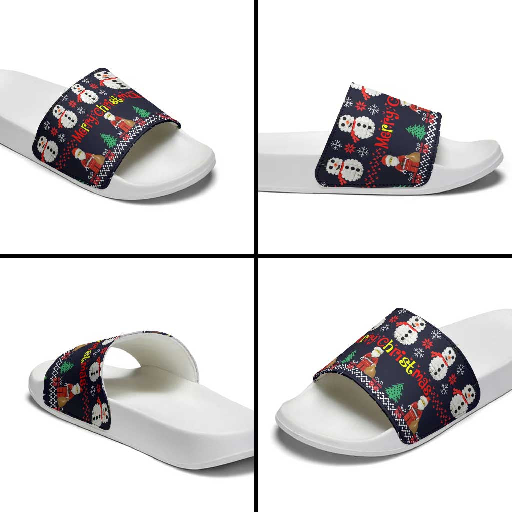 Lego Awesome Christmas Slide Sandals Funny Xmas Holiday Patterns - Wonder Print Shop