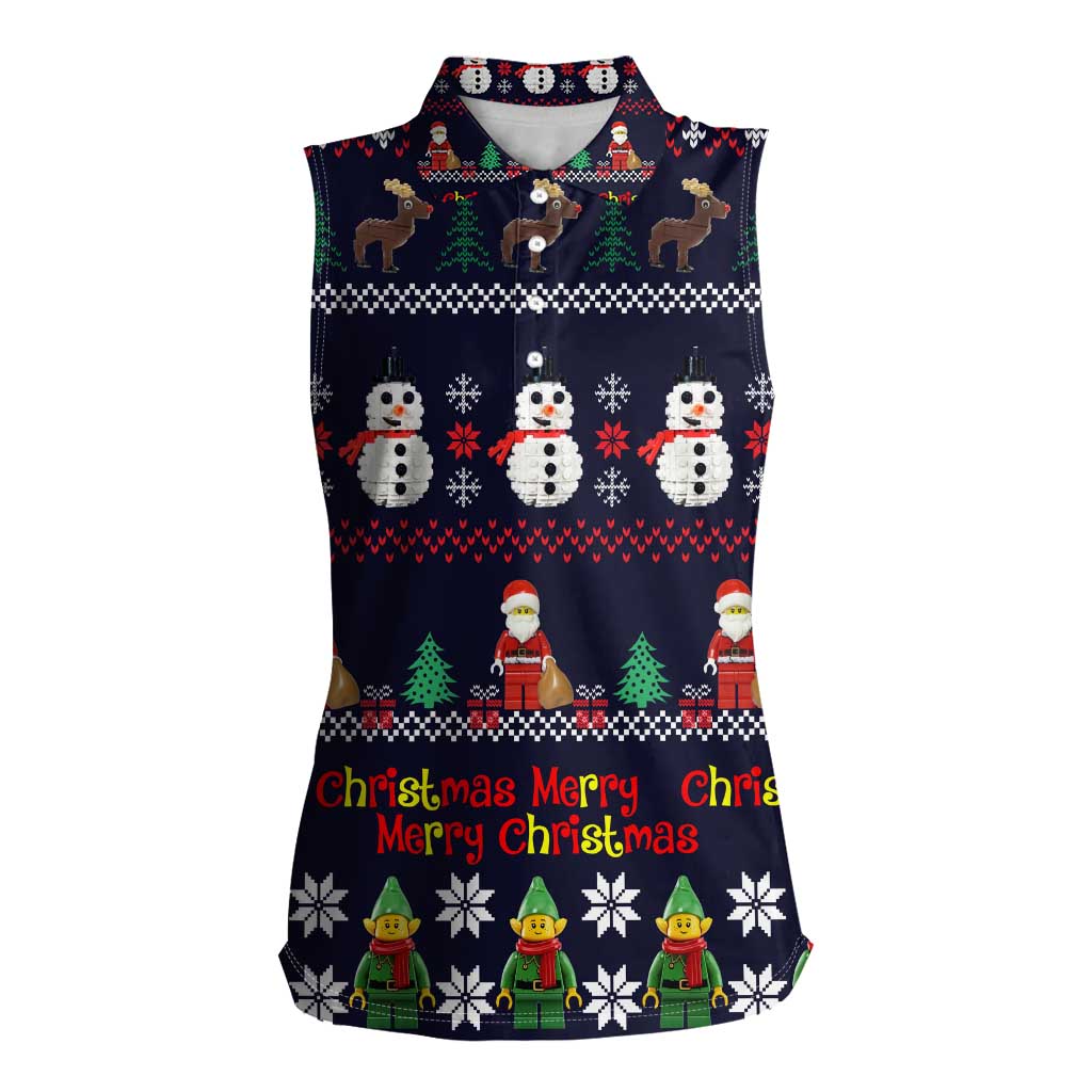 Lego Awesome Christmas Women Sleeveless Polo Shirt Funny Xmas Holiday Patterns - Wonder Print Shop