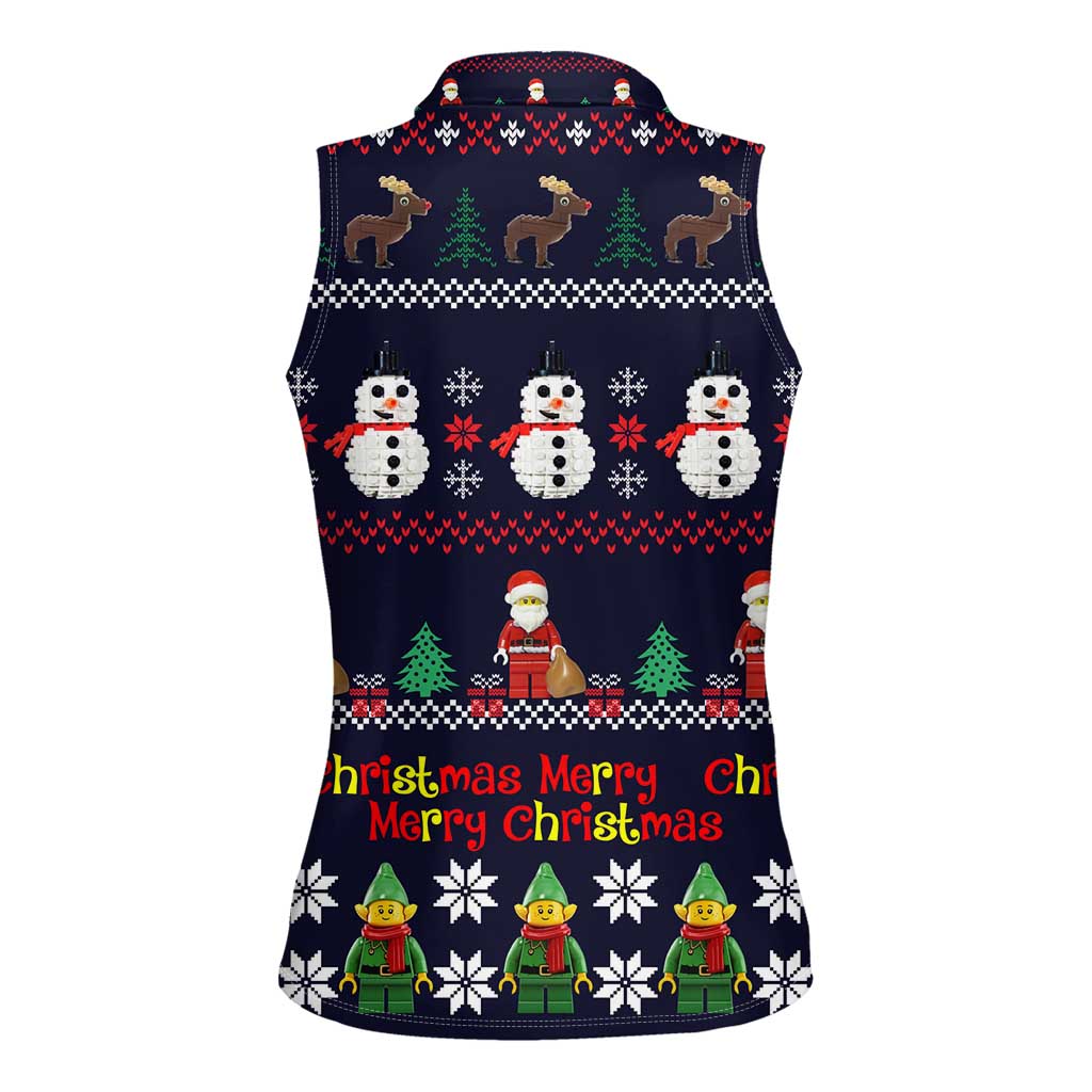 Lego Awesome Christmas Women Sleeveless Polo Shirt Funny Xmas Holiday Patterns - Wonder Print Shop