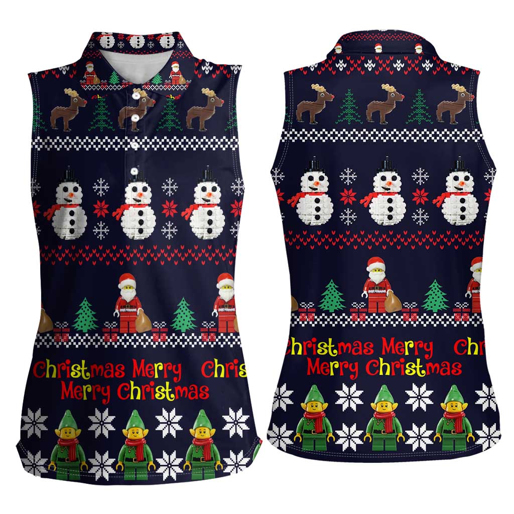 Lego Awesome Christmas Women Sleeveless Polo Shirt Funny Xmas Holiday Patterns - Wonder Print Shop