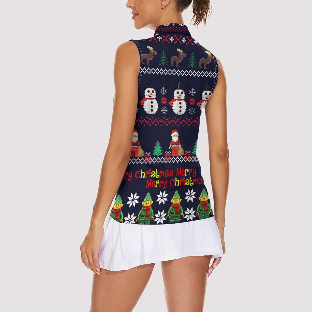 Lego Awesome Christmas Women Sleeveless Polo Shirt Funny Xmas Holiday Patterns - Wonder Print Shop