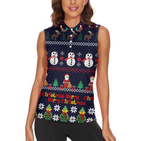 Lego Awesome Christmas Women Sleeveless Polo Shirt Funny Xmas Holiday Patterns - Wonder Print Shop