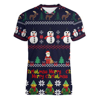 Lego Awesome Christmas Women V-Neck T-Shirt Funny Xmas Holiday Patterns - Wonder Print Shop